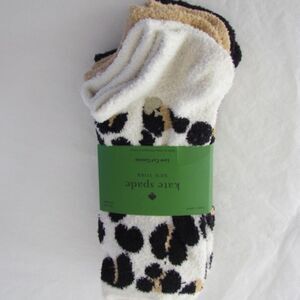 Kate Spade New York Low Cut Socks Cozies 3 Pr Womens 4-10 Cream Black Logo New